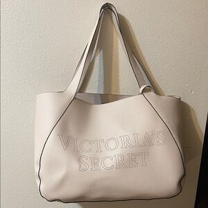 Victoria's Secret Elegant White Tote with Wristlet